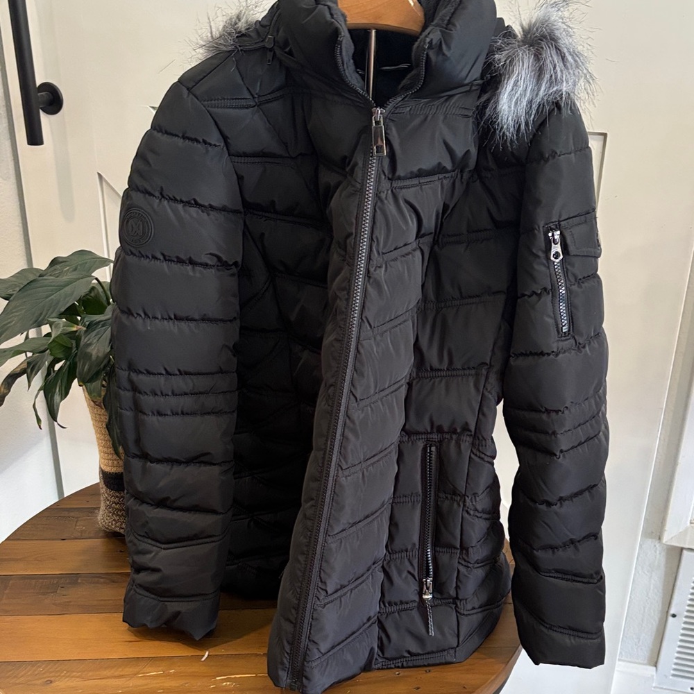 Nautica Women's Black Puffer Jacket with Faux Fur Hood large - Picture 5 of 15